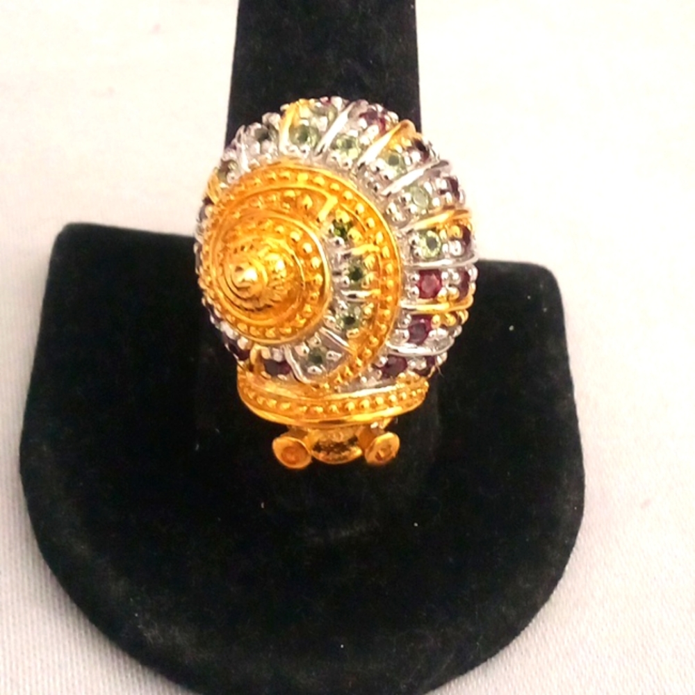 Man's Unique Ruby Encrusted Snail Ring Size 9.75 - image 1